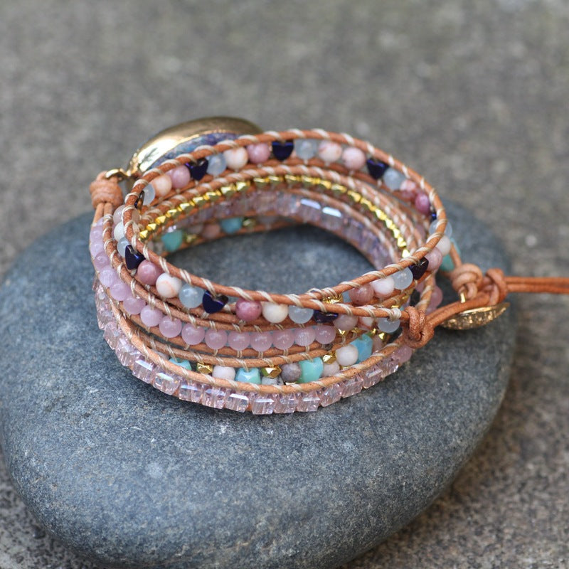 Colorful Turquoise Braided Leather Wrap Bracelet - Minihomy