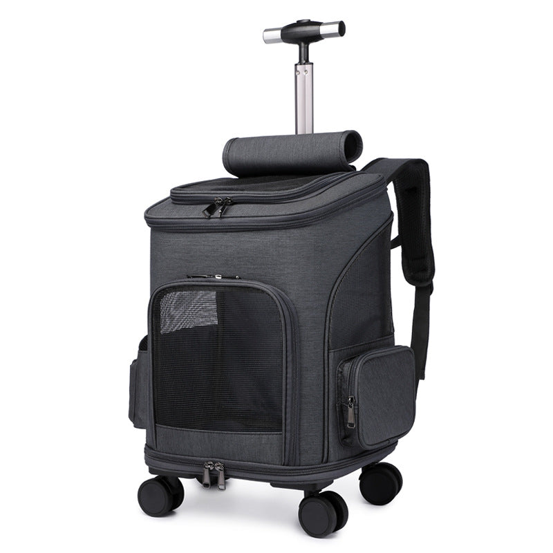 Traveling Cat Backpack With Universal Wheel Trolley Pet Bag