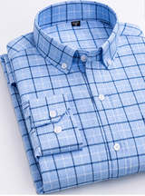 Cotton Plaid Shirt - Men's Long-Sleeved Cotton Fleece Shirt