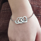 Stainless Steel Bangle Letter Personalized Bracelets with Hearts Customized Engraved Names Bracelets