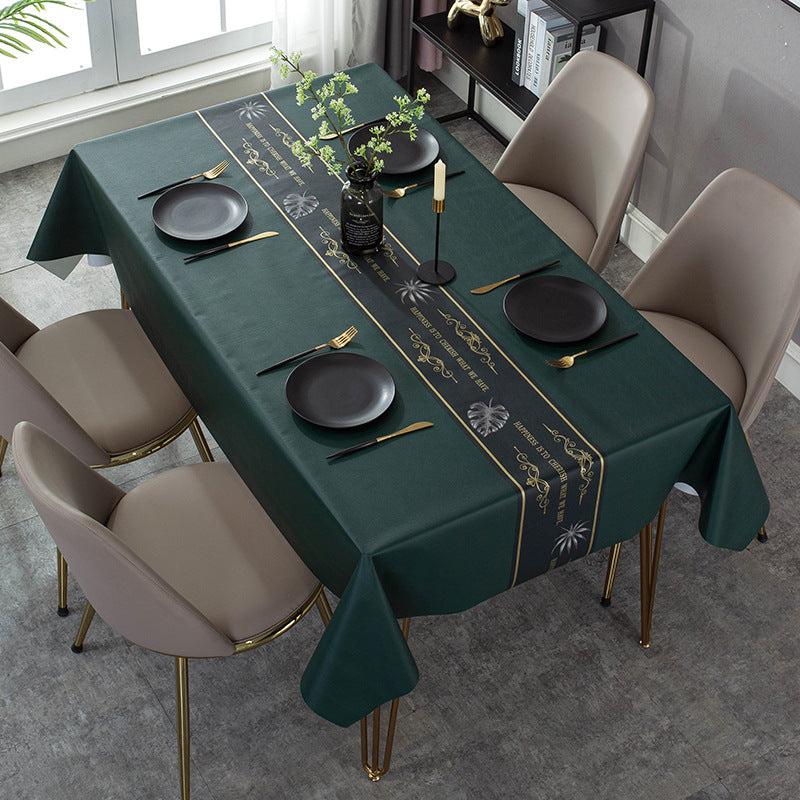 New Nordic Minimalist PU Tablecloth Oil-Proof, Waterproof, Disposable Tablecloth, Household Leather Anti-Scald Table Mat, Rectangular Tablecloth