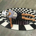 3D Vortex Carpet Black White Grid Bottomless Hole Illusion Anti-Slip Rug - Minihomy