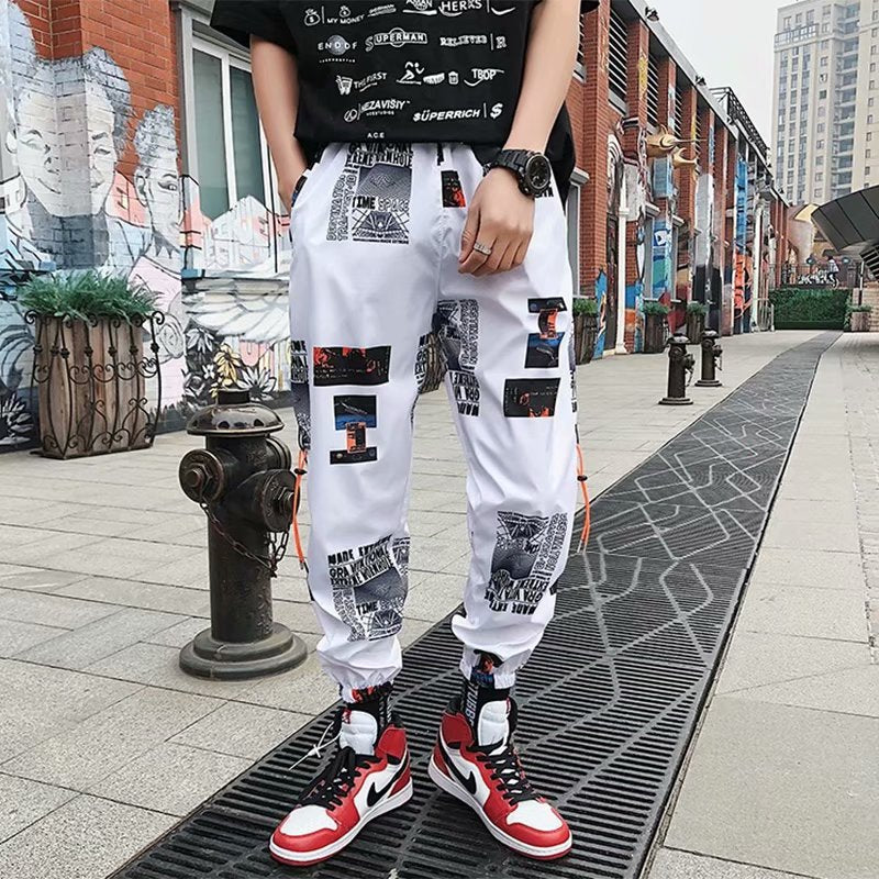 Cropped Pants For The Summer Men Loose Joggers Print Streetwear Harem Pants - Minihomy