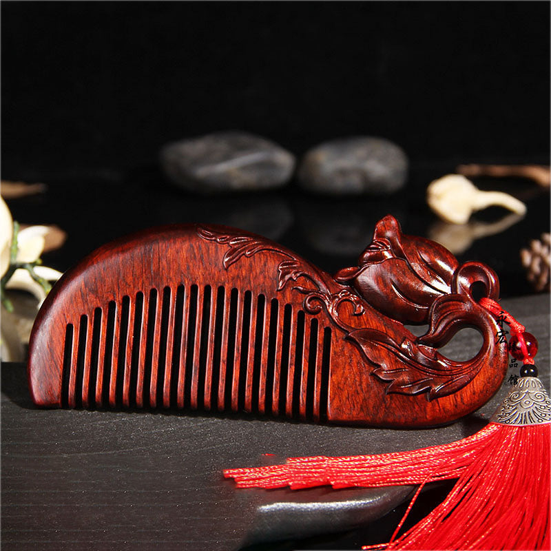 Red Sandalwood Comb Mahogany Angel Wing Comb Whole Wood Comb Can Be Customized Engraving Creative Gifts