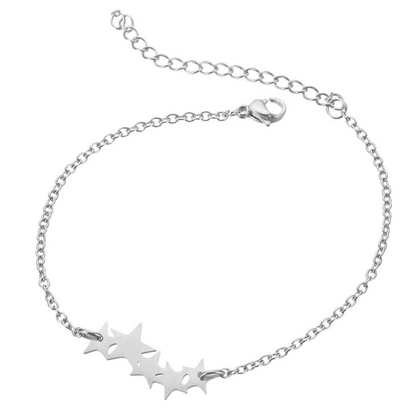 Cross-Border European And American Style Five-Pointed Star Star Bracelet Ladies Stainless Steel Hand Jewelry Wholesale Spot Direct Supply