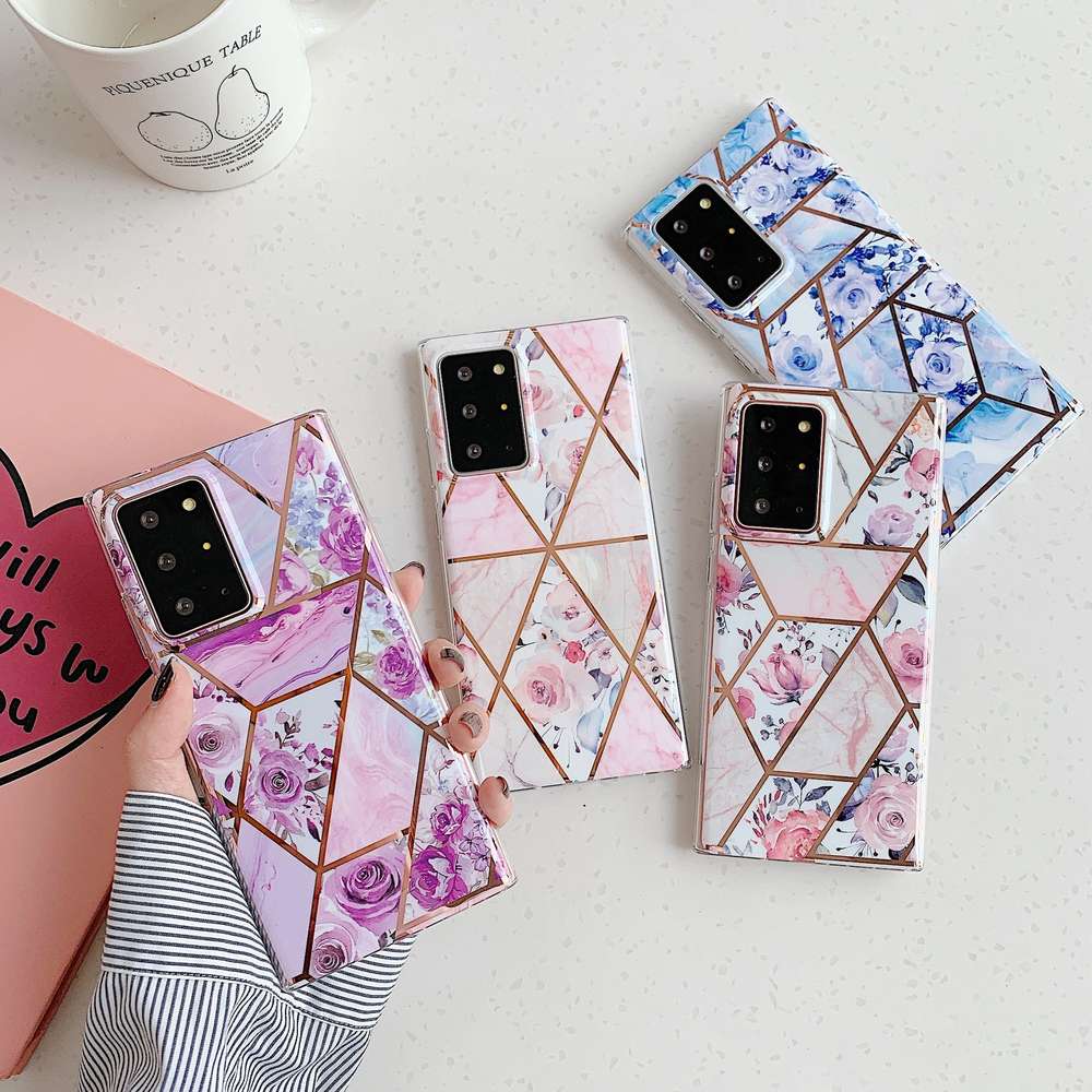 Marble Mosaic Rhombus Flower Silicone Phone Case - Minihomy