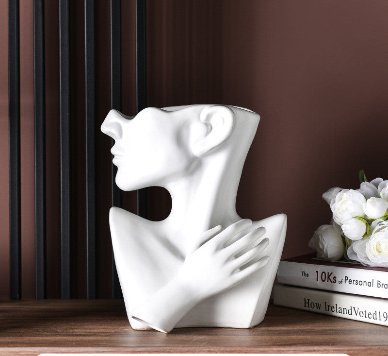 Modern Nordic Style Creative Portrait Vase Human Head Flower Vases Decorative Ornaments