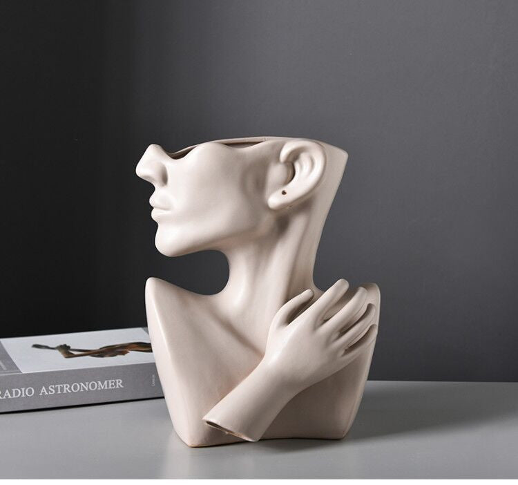 Modern Nordic Style Creative Portrait Vase Human Head Flower Vases Decorative Ornaments