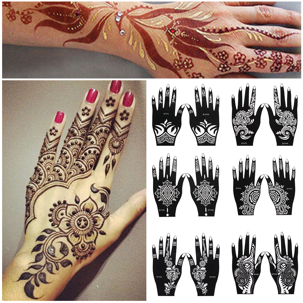 2 Sheets Hand Tattoo Henna Stencil Temporary