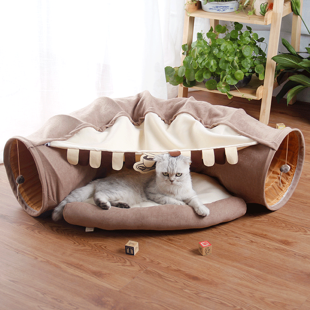 Pet Cats Tunnel Interactive Play Toy Mobile Collapsible Ferrets Rabbit Bed tunnels Indoor Toys Kitten Exercising Products - Minihomy