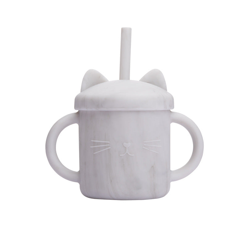 Children's Drinking Cups, Food-grade Silicone Household Straight-drinking Type With Straws, Baby Anti-choke Drinking Cups