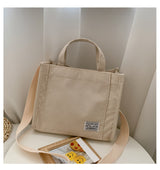 Corduroy Zipper Shoulder Bag Small Cotton Canvas Handbag