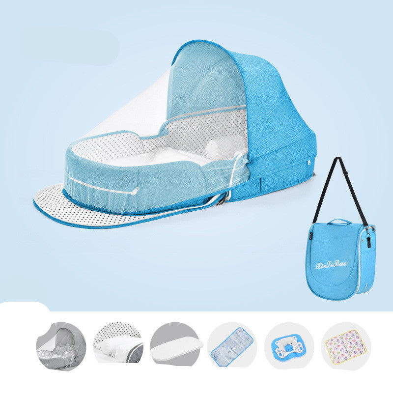 Baby Crib Multifunctional Folding Newborn Nest Toddler Bed Portable Sun Protection Mosquito Net Infant Camping Bed Travel Cot - Minihomy