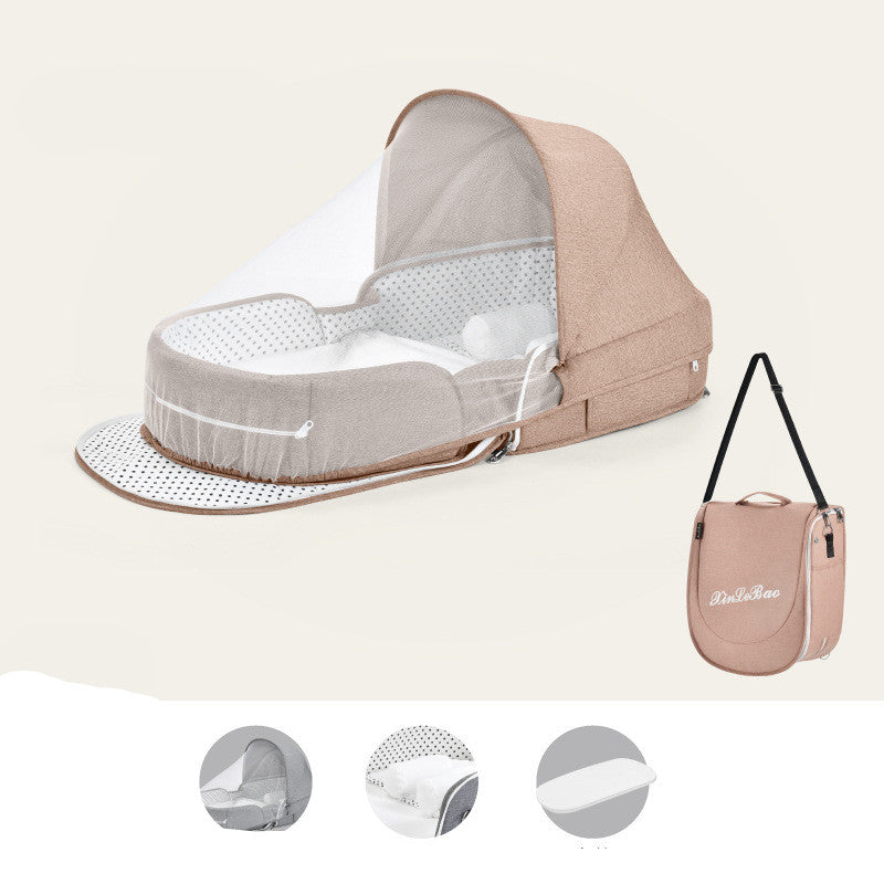 Baby Crib Multifunctional Folding Newborn Nest Toddler Bed Portable Sun Protection Mosquito Net Infant Camping Bed Travel Cot - Minihomy