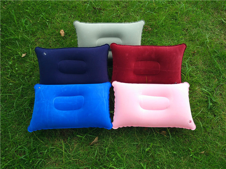 Outdoor Pvc Pillows Travel Camping Thick Flocking Rectangular Inflatable Pillows Nap