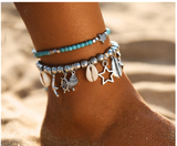 Yoga Anklet Turtle Bracelet Beach Pendant Starfish Pearl Retro Turtle Anklet