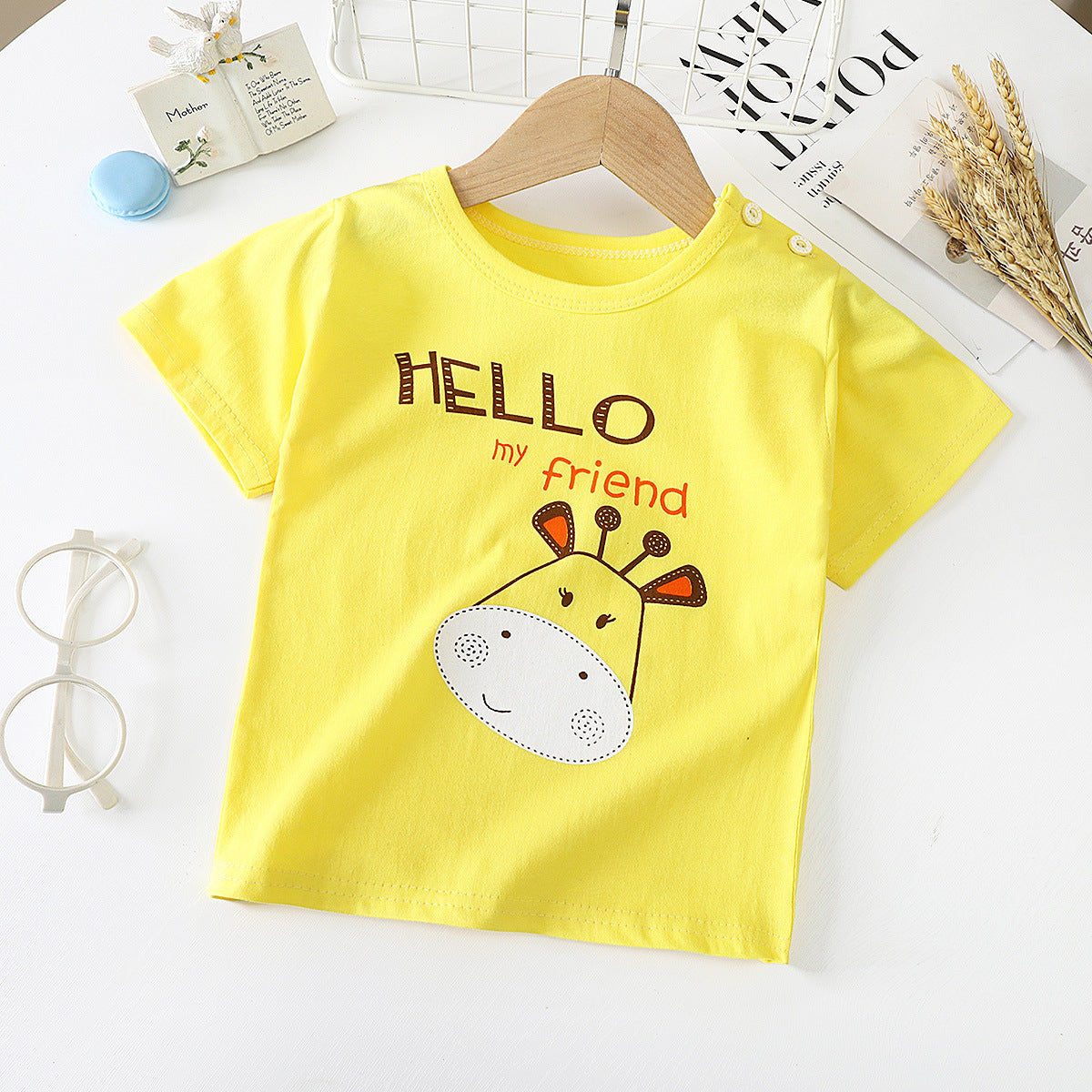 Children's Short-Sleeved T-Shirt - Cotton Baby Half-Sleeved Bottoming Shirt - Minihomy