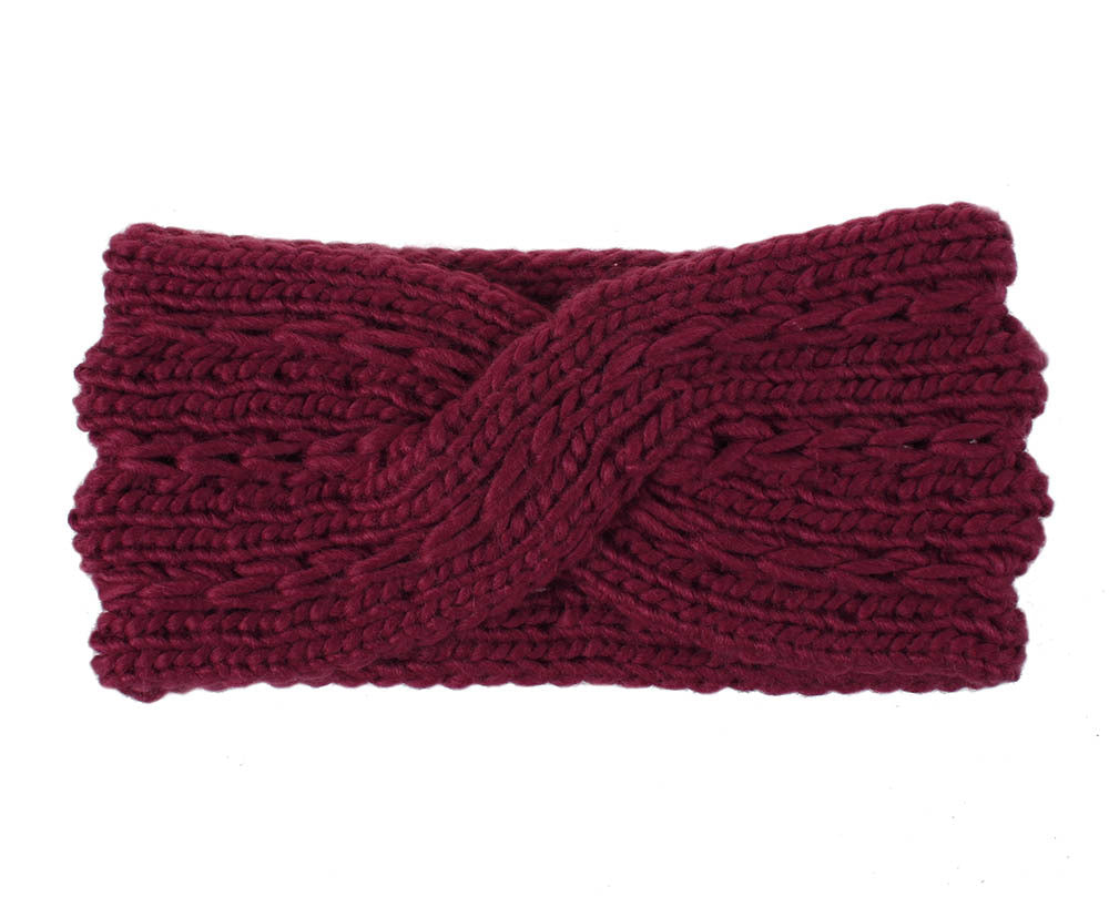 Acrylic Thick Wool Knitted Headband Diagonally Crossed Hair Accessories For Women