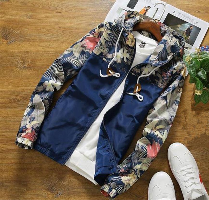 Men's Printed Casual Contrast Sports Hooded Camouflage Jacket - Minihomy