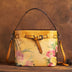 Color Printing Flowers Hand Brush Color Head Layer Leather Hand Inclined Cross Bag - Minihomy