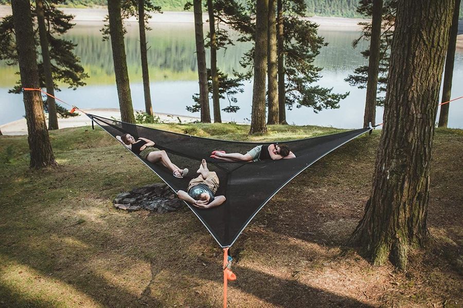 Multi-Person Hammock Three Point Design Portable Hammock Multi-functional Triangle Aerial Mat - Minihomy