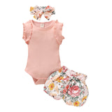 Newborn Baby Clothes Set Short Sleeve Romper Tops Bow Shorts