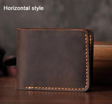 Handmade Vintage Crazy horse Genuine Leather Men Wallet