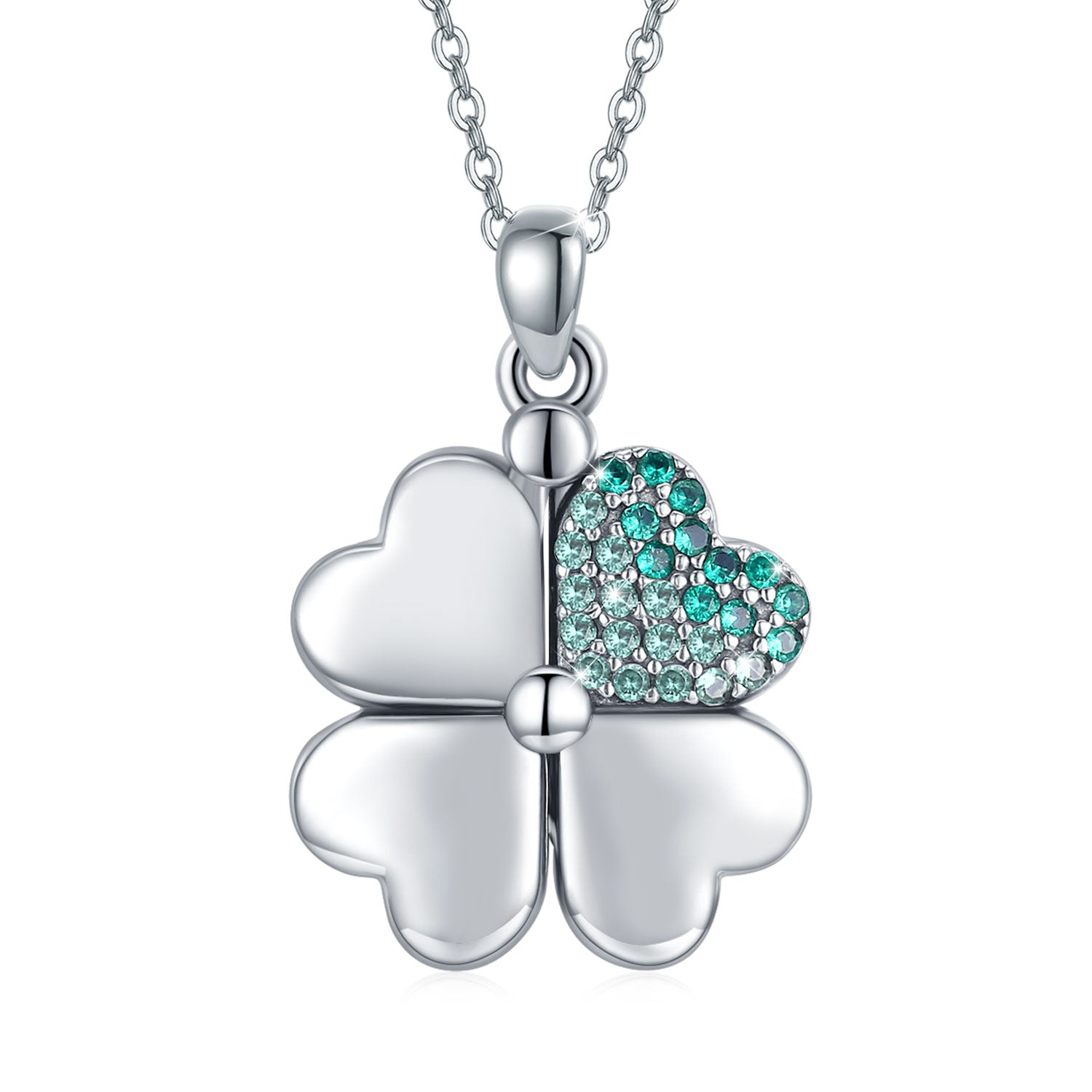 S925 Sterling Silver Four Leaf Clover Locket That Holds Pictures Irish Pendant Necklace