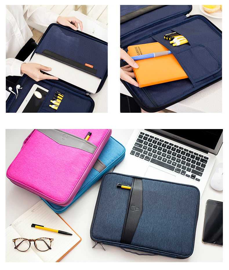 Portable File Bag File Storage Multi-Layer Information Bag Zipper Canvas Female Briefcase - Minihomy