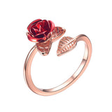 Gold Plated Rose Gold Ladies Rings With Roses - Minihomy