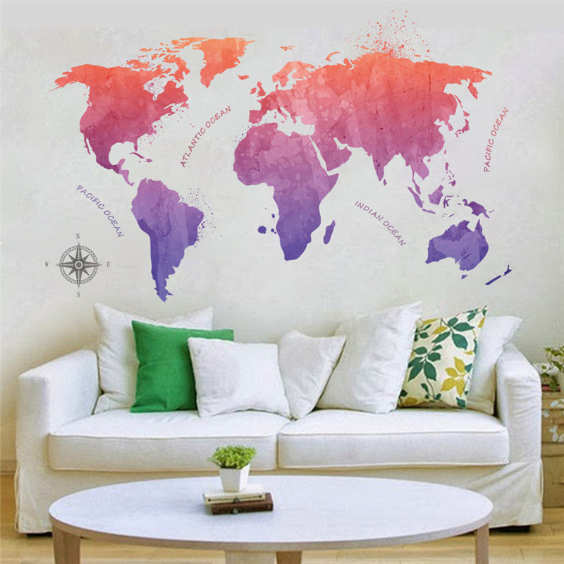 animal world map wall stickers for kids rooms living room home decorations decal mural art diy office wall art - Minihomy