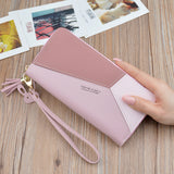 Women's long zipper tassel stitching clutch