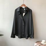 Summer Shirt Long Sleeve Satin Women's Vintage Street Silk Shirts