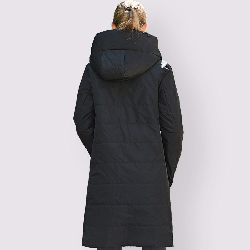 Spring Autumn Women´s Parkas Thin Cotton Jacket Long Windproof Stylish Hooded Coat