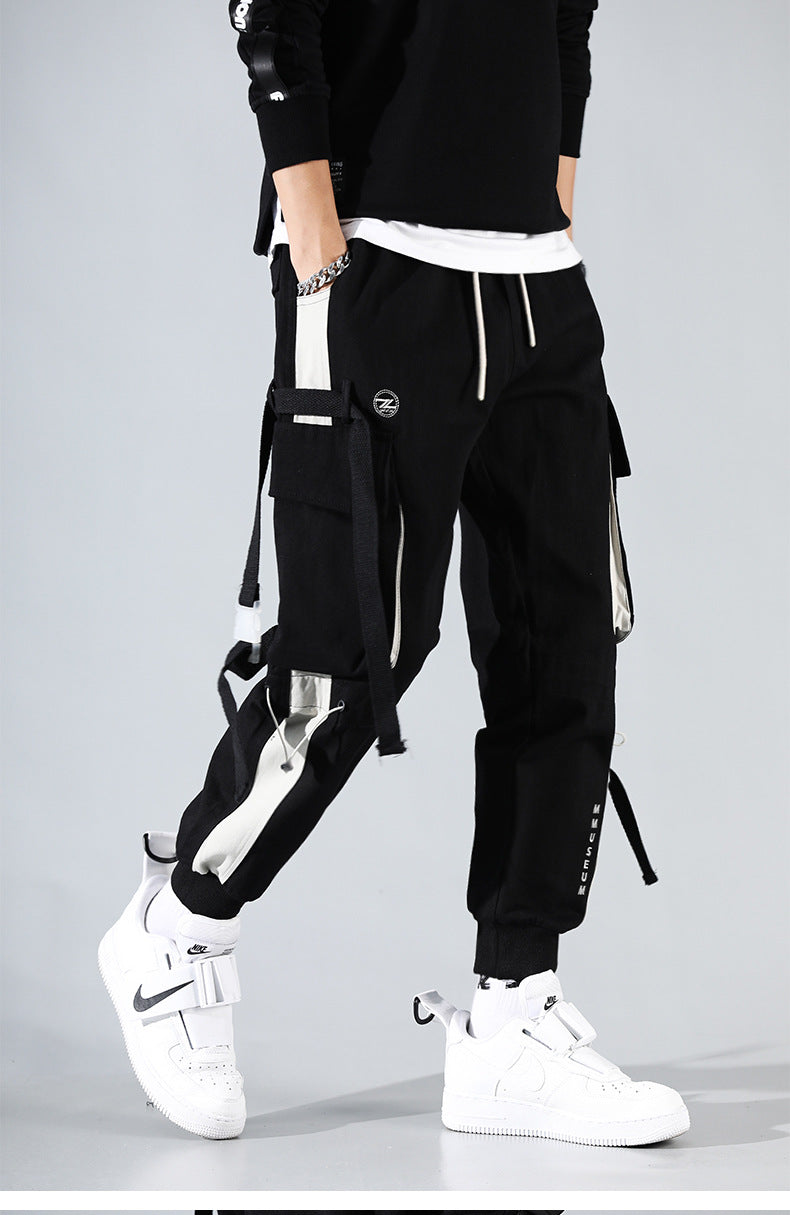 Classic Streetwear Casual Men Ribbons Harem Jogging Pants - Minihomy