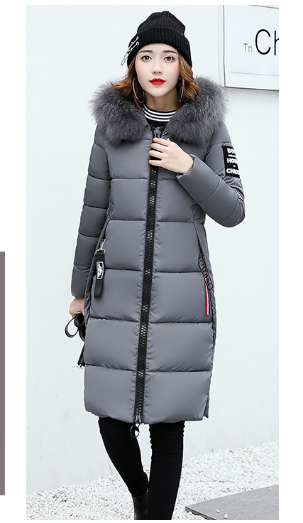 Zipper Long Slim Cotton Coat Women Casual Hooded Thick Parka Ladies