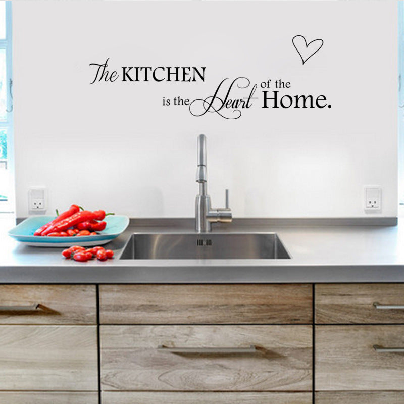 Kitchen Is Heart Of The Home Letter Pattern Wall Sticker PVC Removable Home Decor DIY Wall Art MURAL - Minihomy