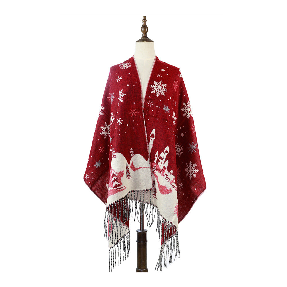 Christmas fawn Castle jacquard scarf