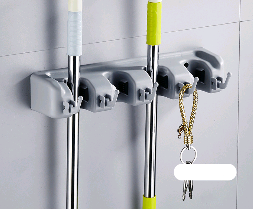 One Guard Mop Hook Optional Multi-function Mop Rack Hanger Bathroom Door Hook Strong Mop Deck