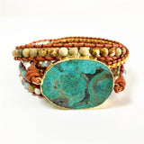 Turquoise Boho Leather Beaded Bracelet