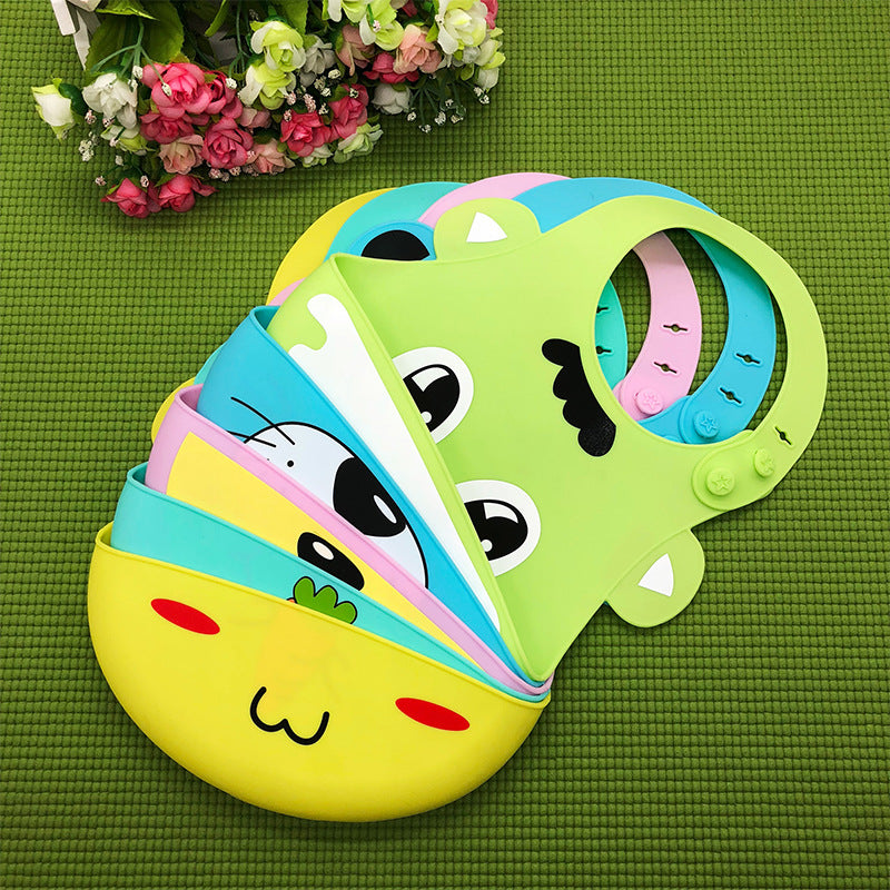 Baby food grade silicone food meal pockets Children's dinner pockets Waterproof disposable cartoon bibs