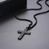 316L stainless steel gold plated christianity jewelry unique black mens vintage cross necklace with chain - Minihomy