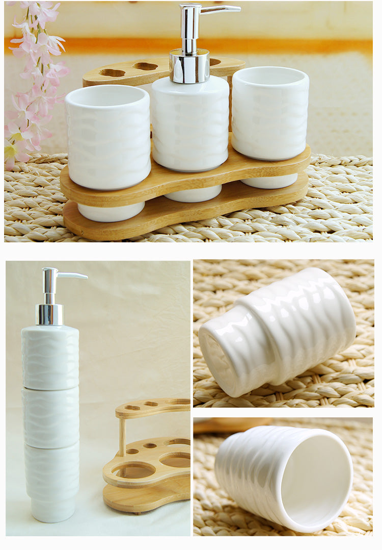 Bathroom Accessories Set Soap Dispenser/Toothbrush Holder/Tumbler - Minihomy