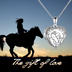 Sterling Silver Heart Pendant Horse and Girl Photo lockt Necklace Gift for Her