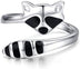 925 Sterling Silver Thumb Ring Raccoon Ring Adjustable Open Ring for Women Size 7 8 9 Jewelry