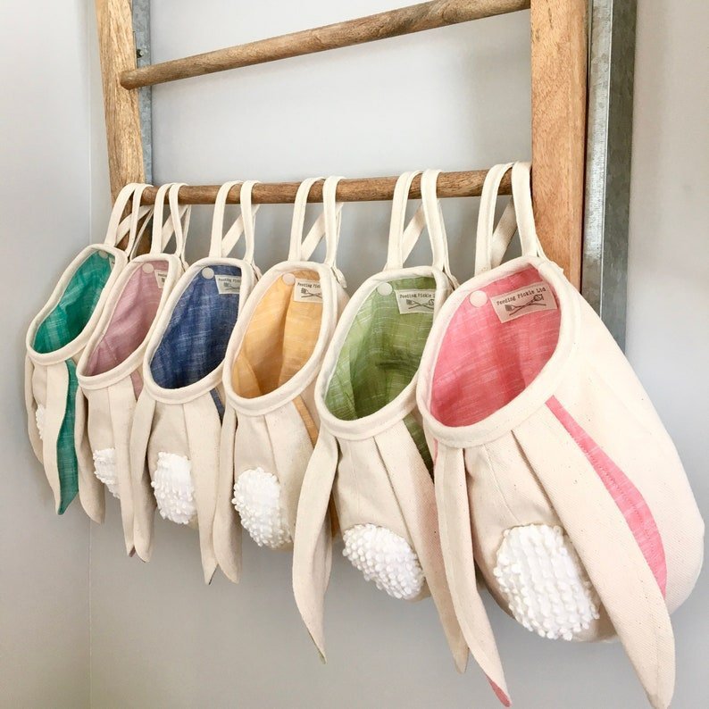 Fabric Bunny Ear Easter Bag Hanging - Minihomy