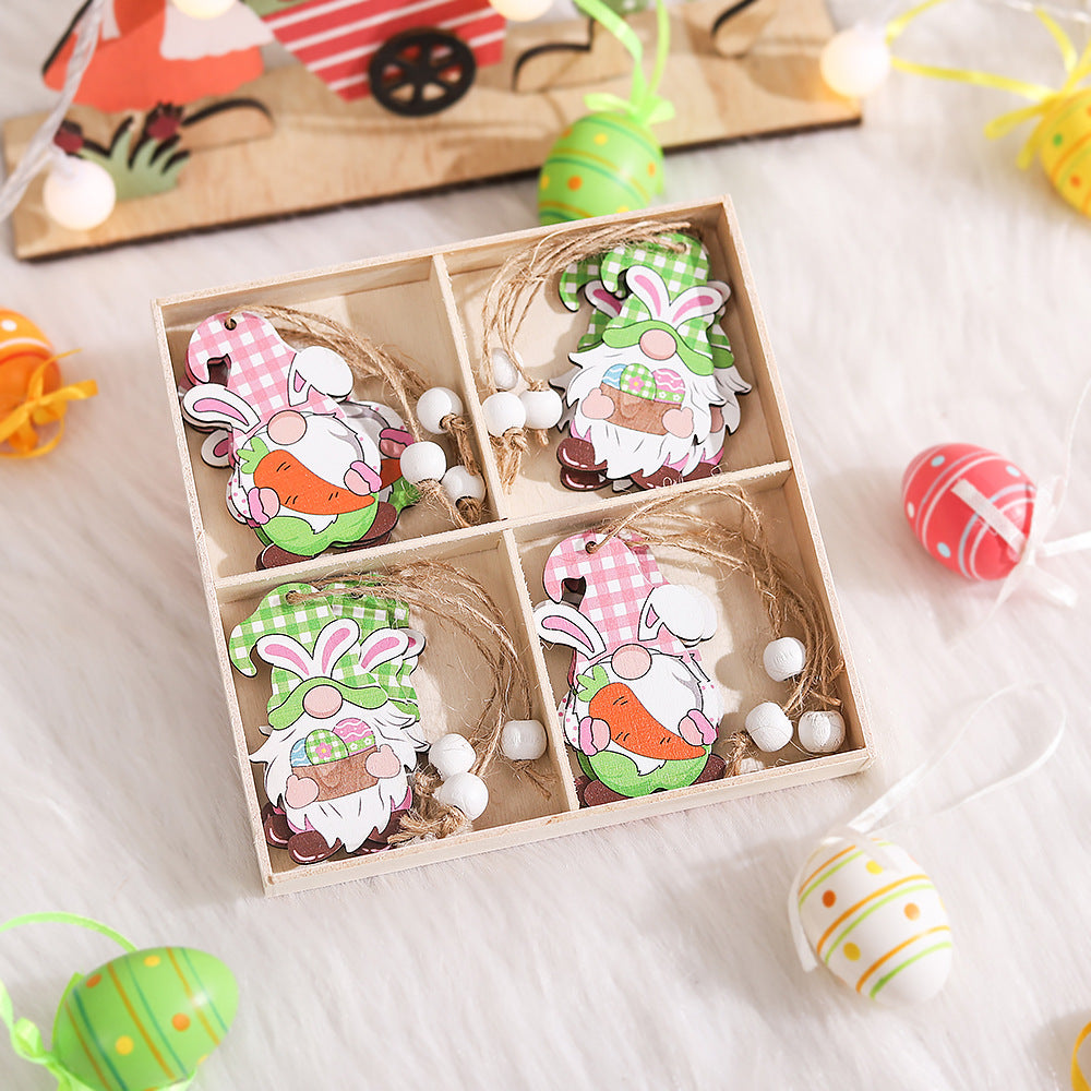 Easter Decorations Wooden Rabbit Car Charm - Minihomy