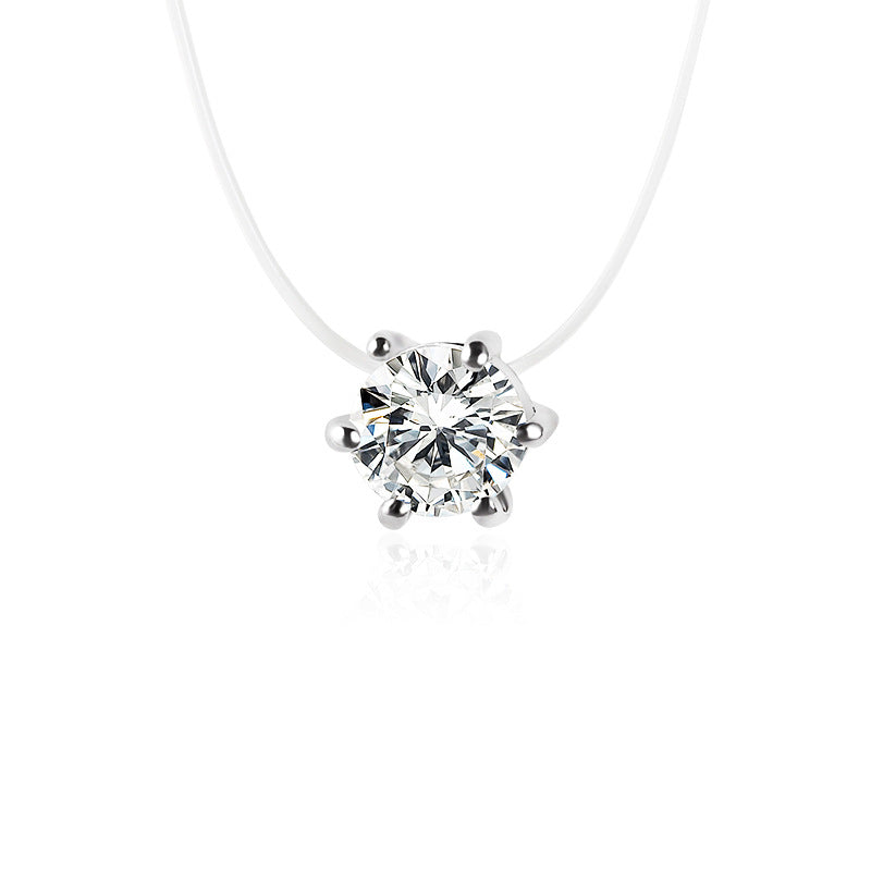 Multi-claw Diamond Zircon Pendant Necklace - Minihomy