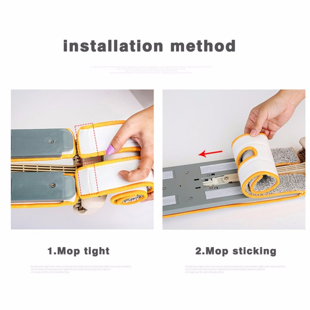 Self-Wringing Double Sided Flat Mop Telescopic Comfortable Handle Mop Floor Cleaning Tool For Living Room Kitchen