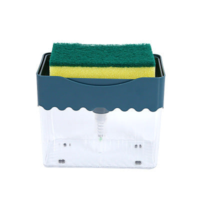 2-in-1 Soap Dispenser Sponge Caddy Push-type Liquid Box Detergent Automatic Dosing Box